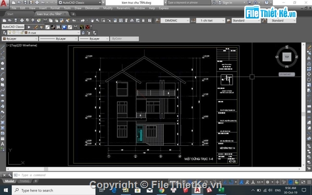 Bản vẽ kiến trúc Nhà,kiến trúc 3 tầng,Nhà 3 tầng chữ L 9x11m,Nhà 3 tầng